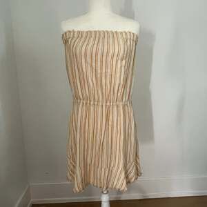 Anthropologie Cloth & Stone Strapless Dress Swim Covereup Linen Blend Large